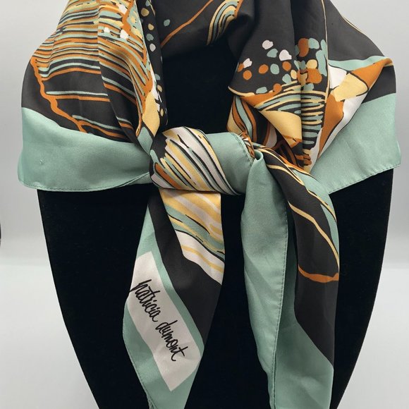 Patricia Dumont Scarf Green, Tan and Mustard. - Picture 5 of 5